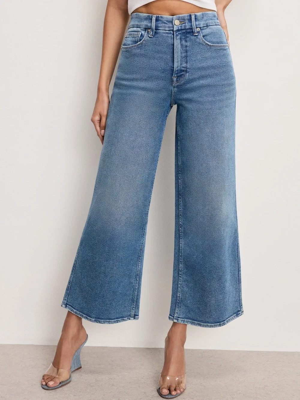 Good American Good Skate Crop High Rise Jeans Size 6 - Picture 1 of 5